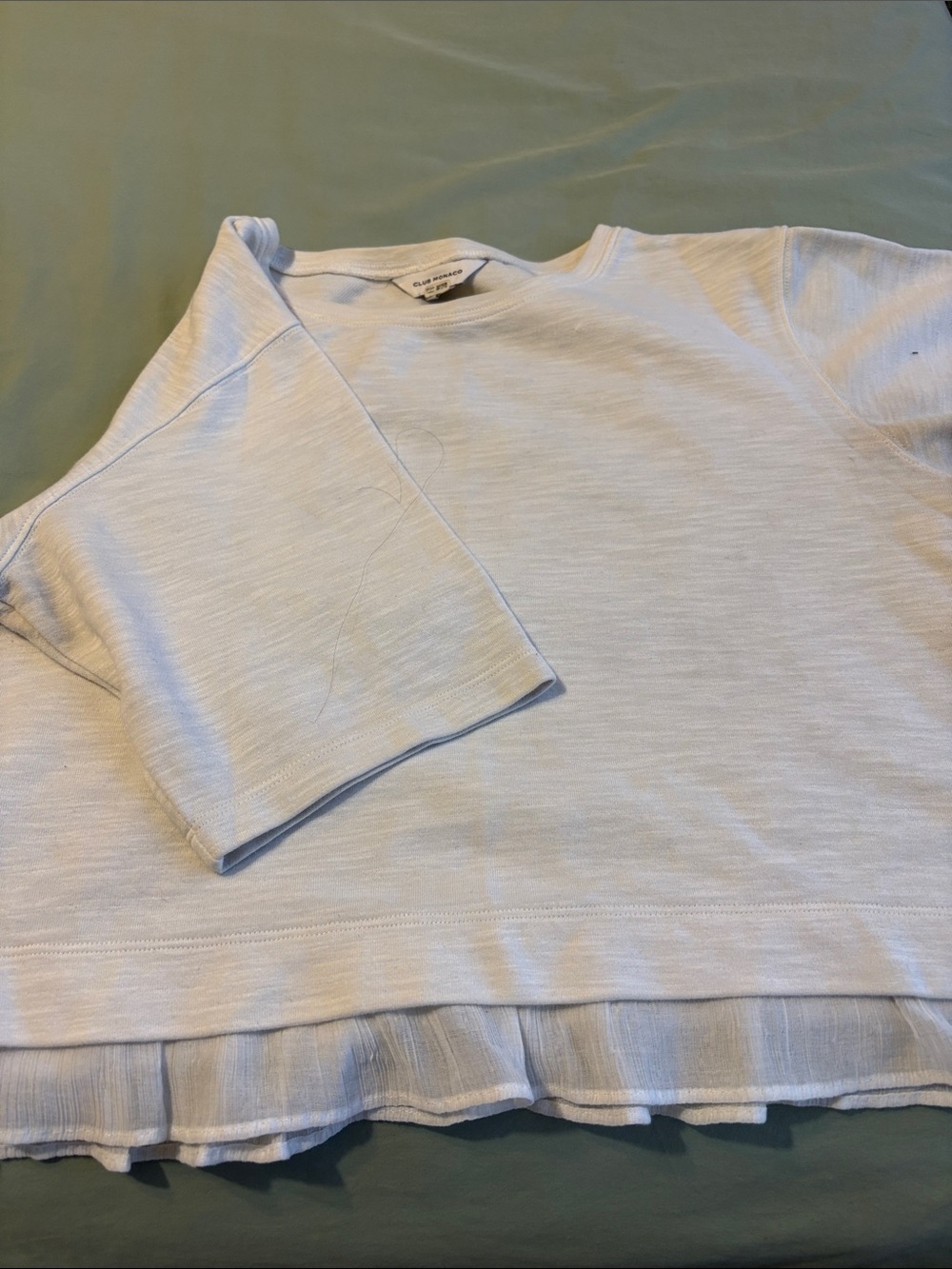 Club Monaco Light Cream Short-Sleeve Crewneck Top
